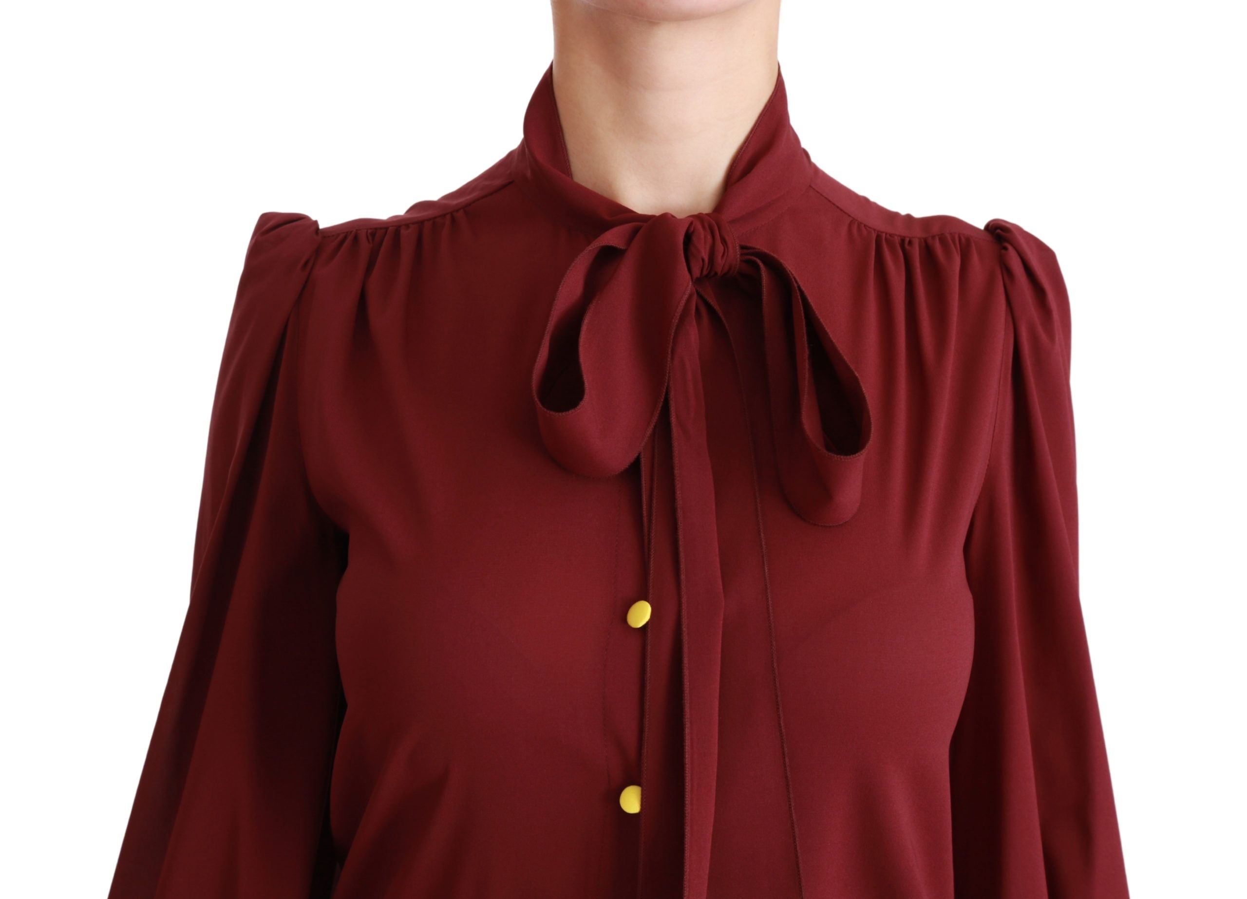 Dolce & Gabbana Bordeauxrote Langarmbluse Seidenoberteil