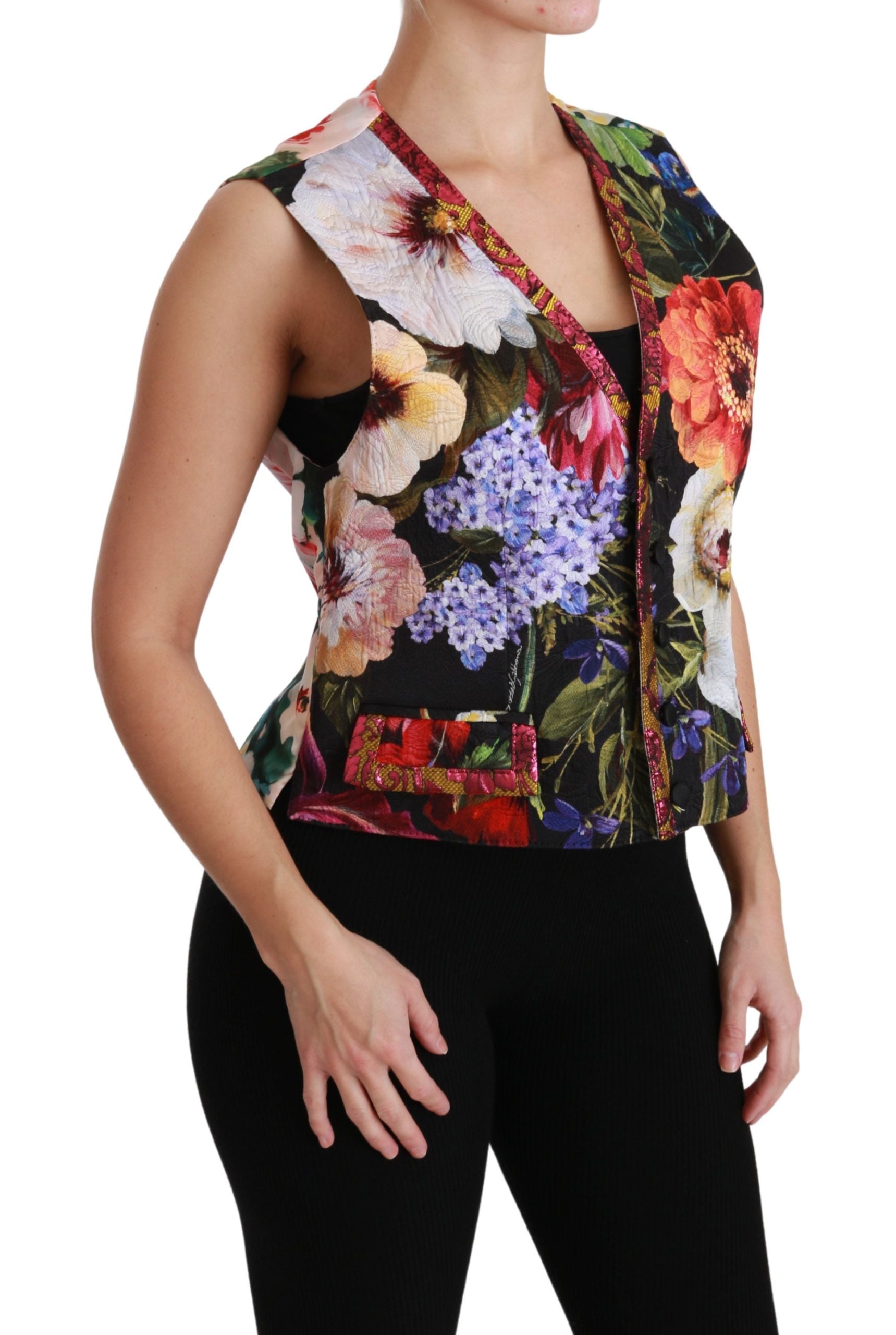 Dolce & Gabbana Ärmellose Weste mit mehrfarbigem Blumenmuster