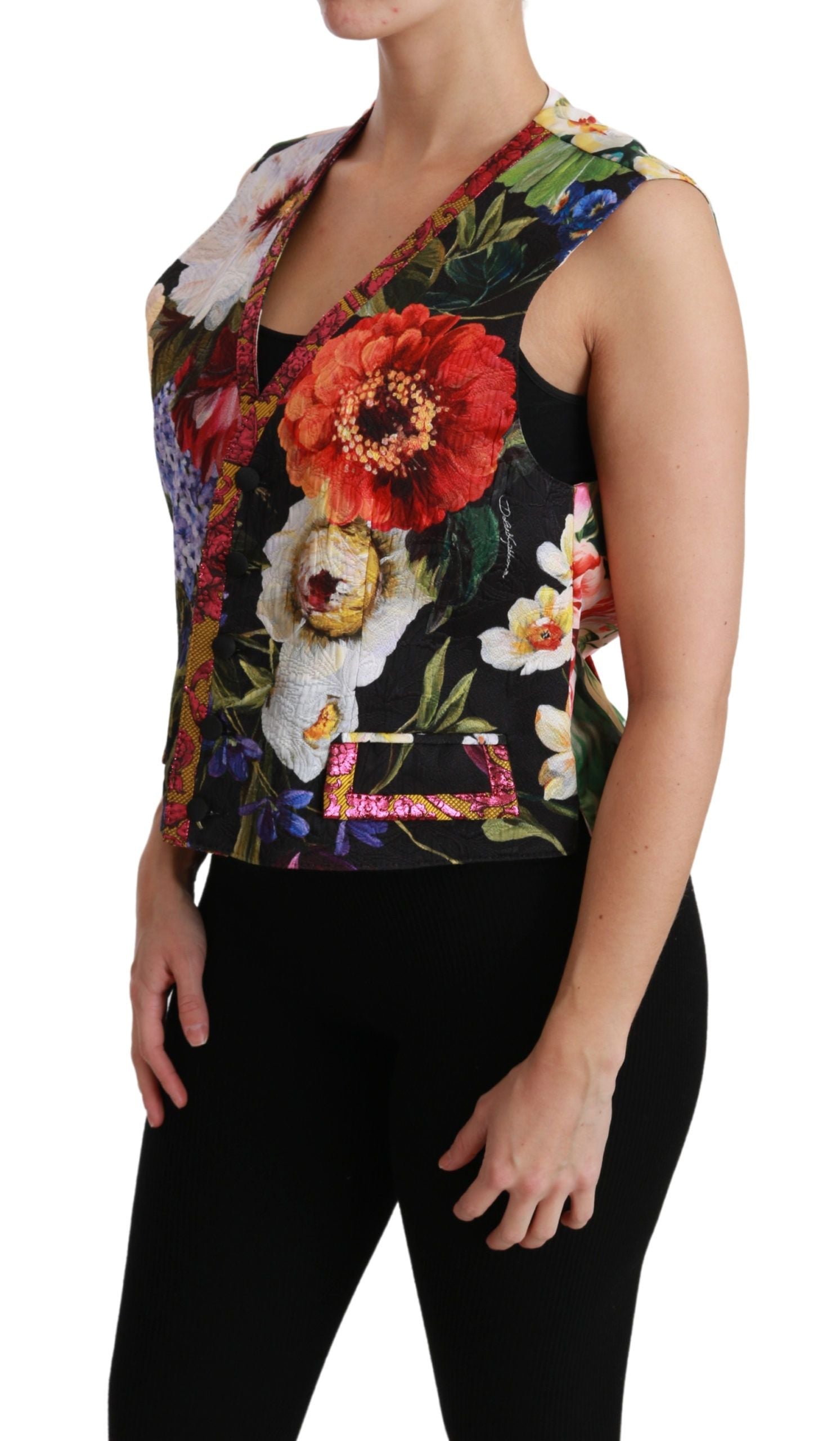 Dolce & Gabbana Ärmellose Weste mit mehrfarbigem Blumenmuster