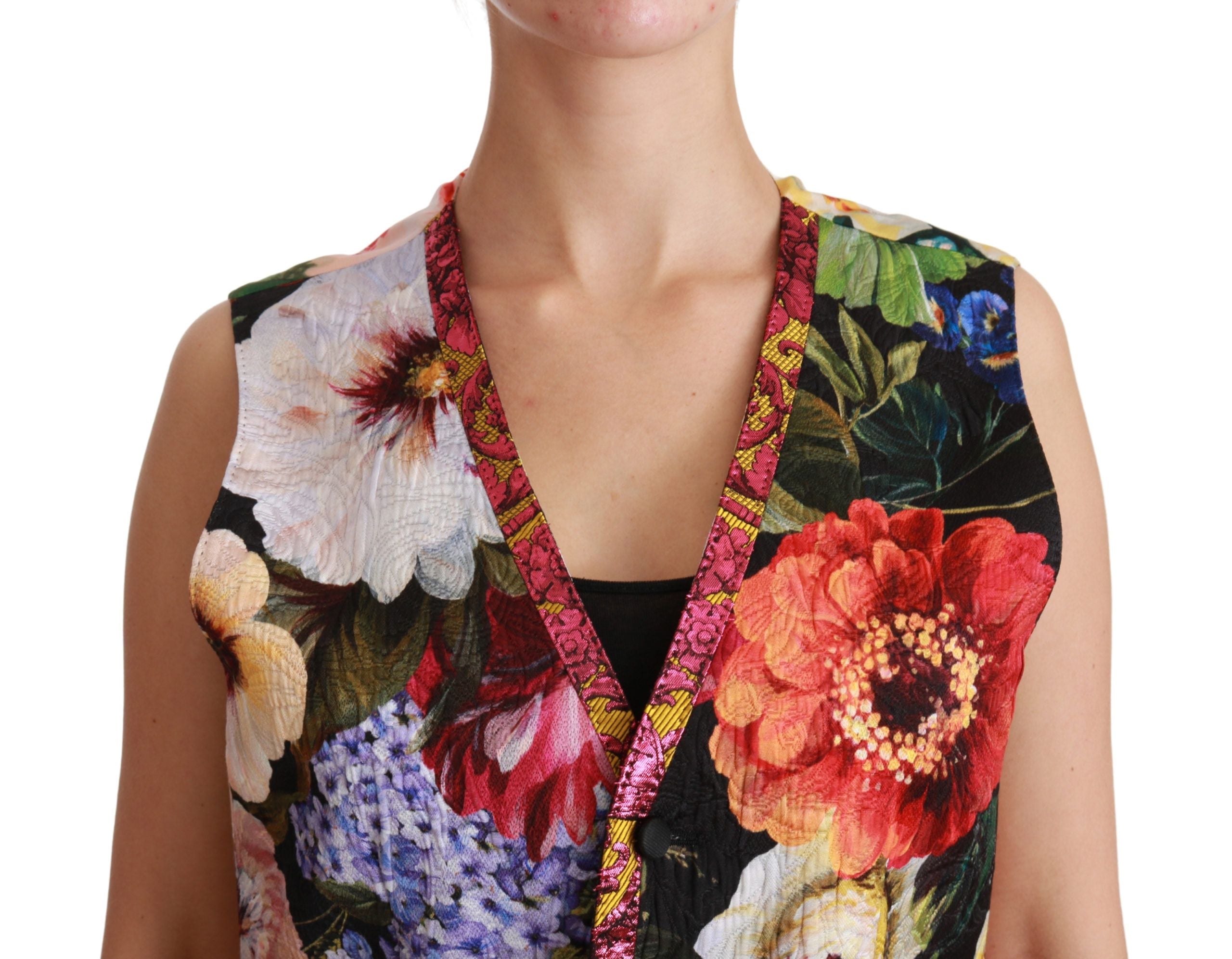 Dolce & Gabbana Ärmellose Weste mit mehrfarbigem Blumenmuster