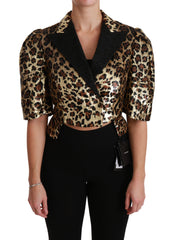 Dolce & Gabbana Blazer Gouden Luipaard Pailletten Jasje