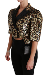 Dolce & Gabbana Blazer Gouden Luipaard Pailletten Jasje