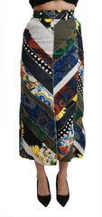 Dolce & Gabbana Multikleur Zijden Geometrische Hoge Taille Maxi Rok