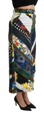 Dolce & Gabbana Multikleur Zijden Geometrische Hoge Taille Maxi Rok