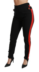 Dolce & Gabbana Schwarze Skinny Stretch Baumwollhose mit Fuchskopf