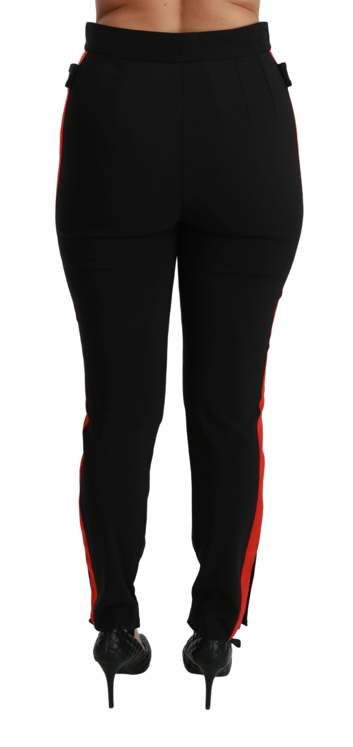 Dolce & Gabbana Schwarze Skinny Stretch Baumwollhose mit Fuchskopf