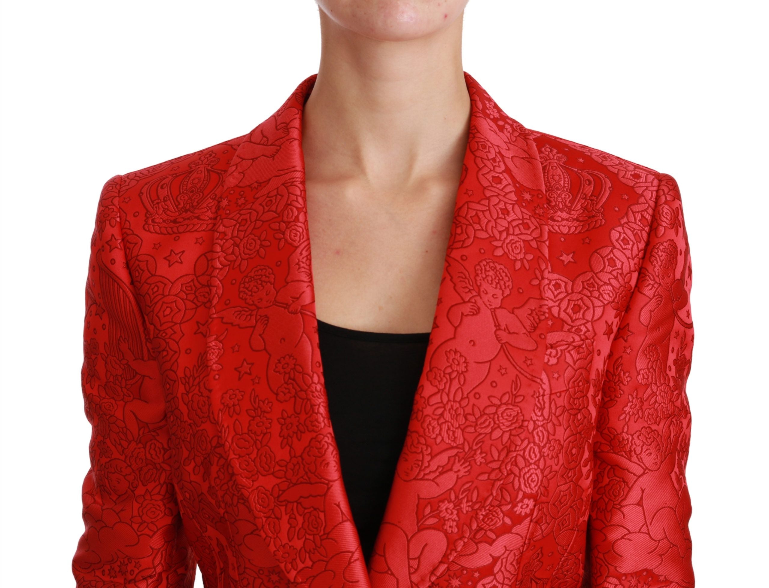 Dolce & Gabbana Roter Blumen-Engel-Blazer-Mantel Jacke
