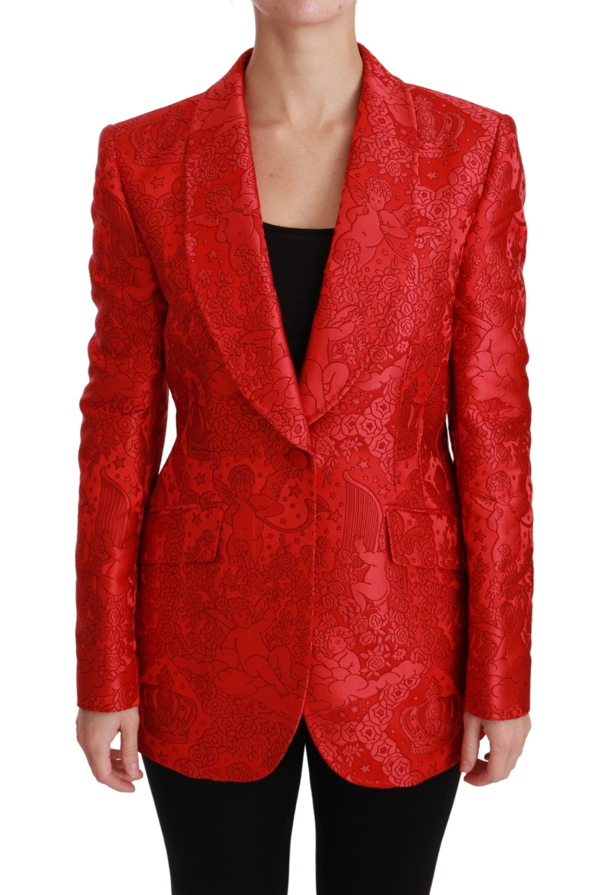 Dolce & Gabbana Roter Blumen-Engel-Blazer-Mantel Jacke