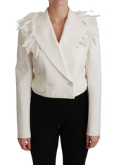 Dolce & Gabbana Witte Dubbele Rij Jas Wollen Jas