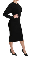Dolce & Gabbana Zwarte Nauwsluitende Midi Stretch Jurk