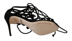 Dolce & Gabbana Schwarze Wildlederriemen Stilettos Schuhe Sandalen