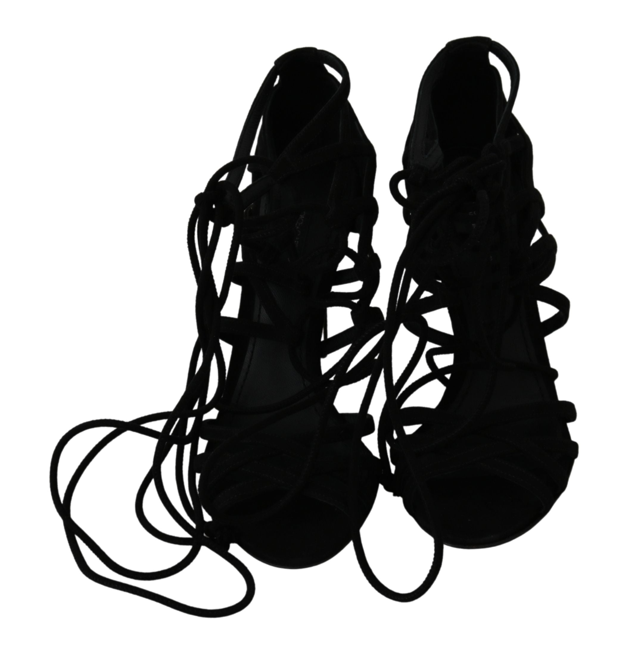 Dolce & Gabbana Schwarze Wildlederriemen Stilettos Schuhe Sandalen