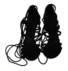 Dolce & Gabbana Schwarze Wildlederriemen Stilettos Schuhe Sandalen