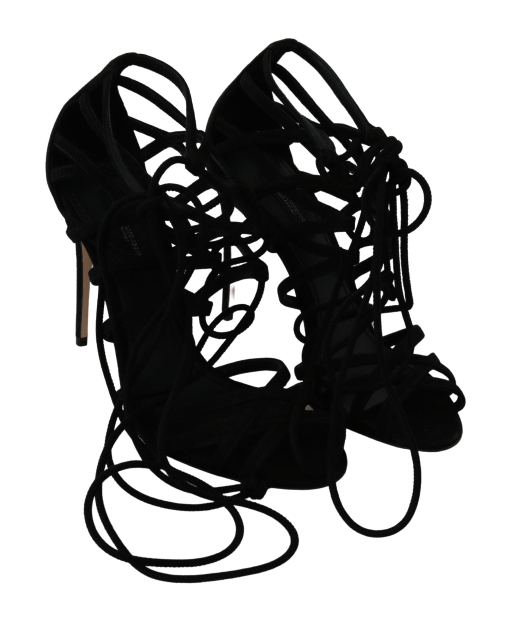 Dolce & Gabbana Schwarze Wildlederriemen Stilettos Schuhe Sandalen