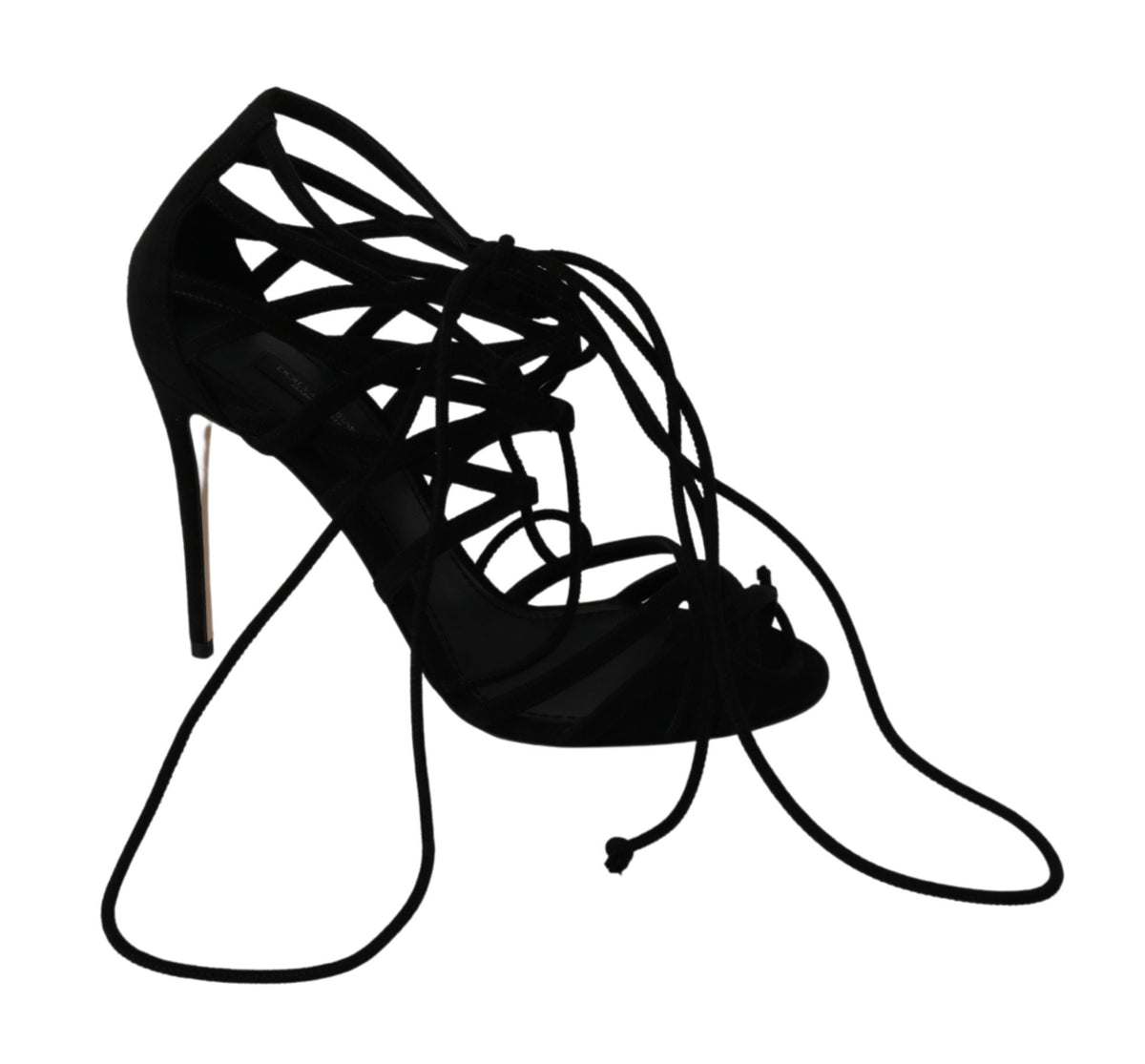 Dolce & Gabbana Schwarze Wildlederriemen Stilettos Schuhe Sandalen