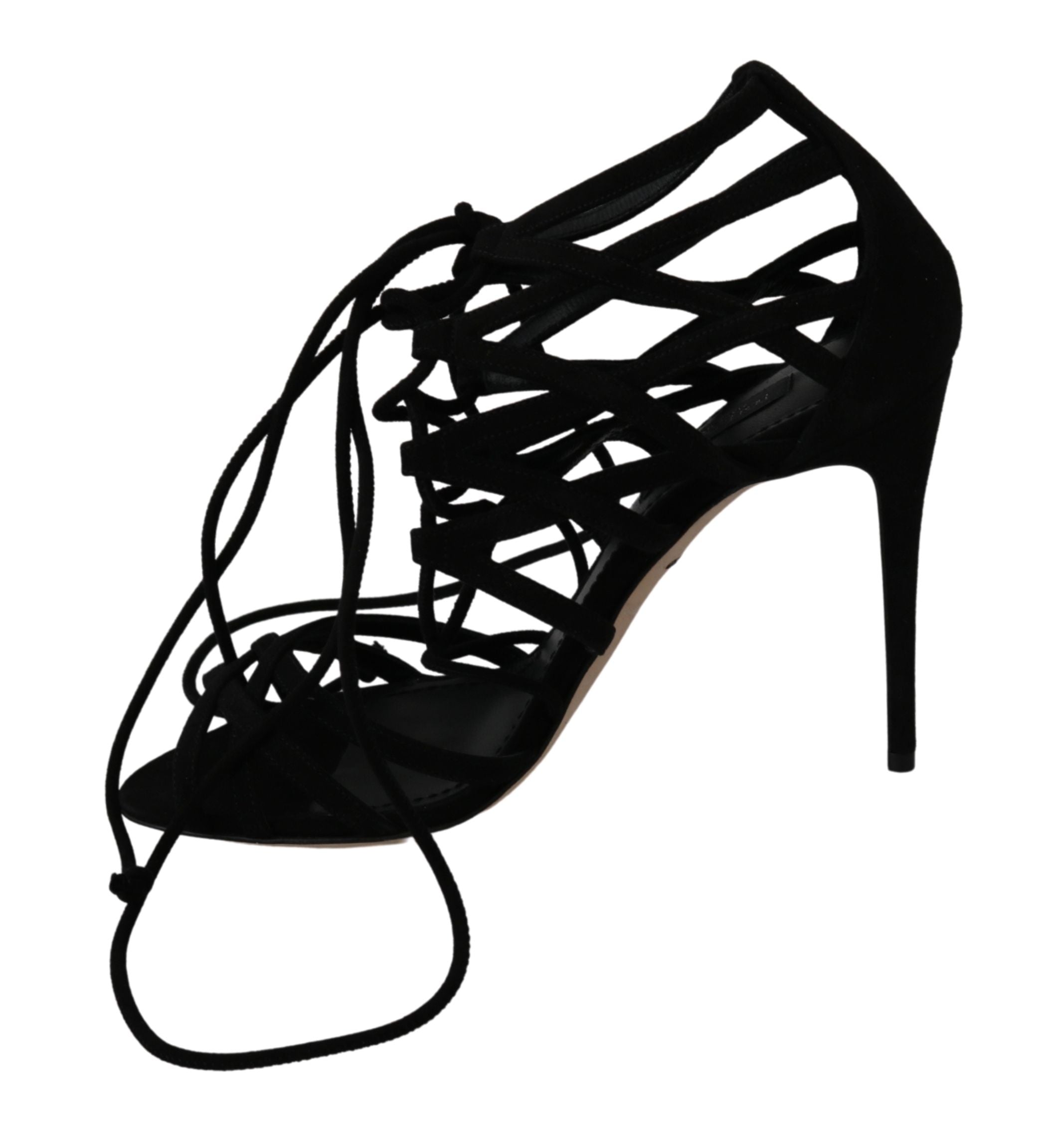 Dolce & Gabbana Schwarze Wildlederriemen Stilettos Schuhe Sandalen