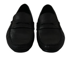Dolce & Gabbana Zwarte Platte Loafers van Hagedissenleer