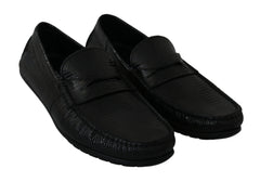 Dolce & Gabbana Zwarte Platte Loafers van Hagedissenleer