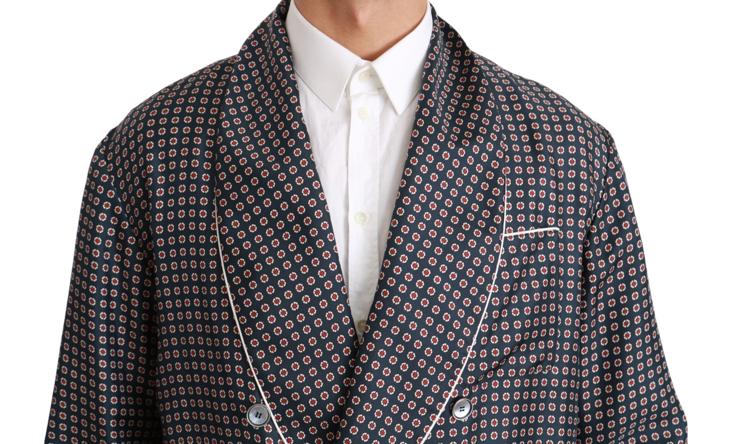 Dolce & Gabbana Donkerblauwe Getextureerde Double Breasted Jas