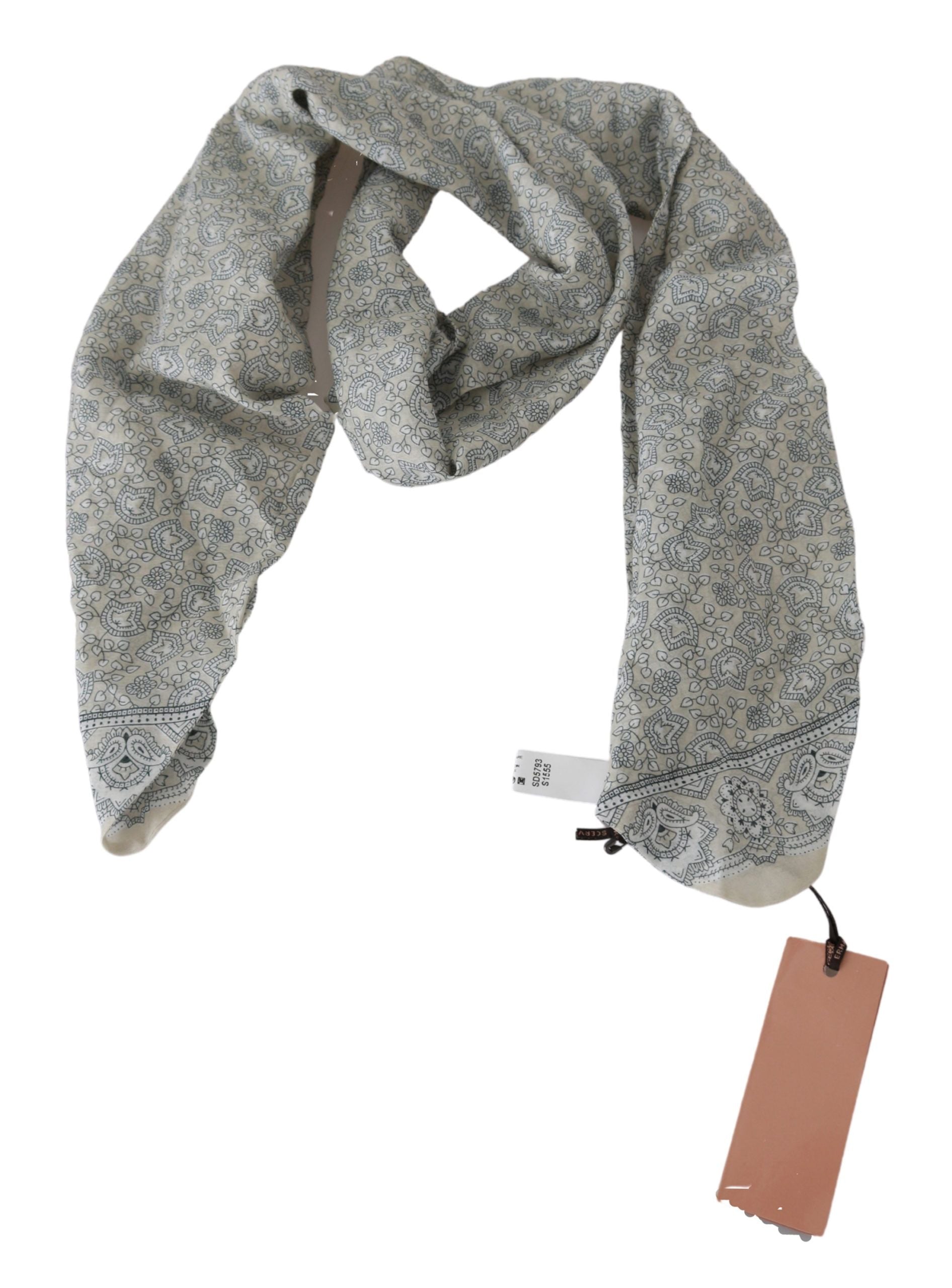 Ermanno Scervino Katoenen Beige Blauw Fantasy Print Sjaal