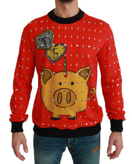Dolce & Gabbana Roter Kristall Schwein des Jahres Pullover