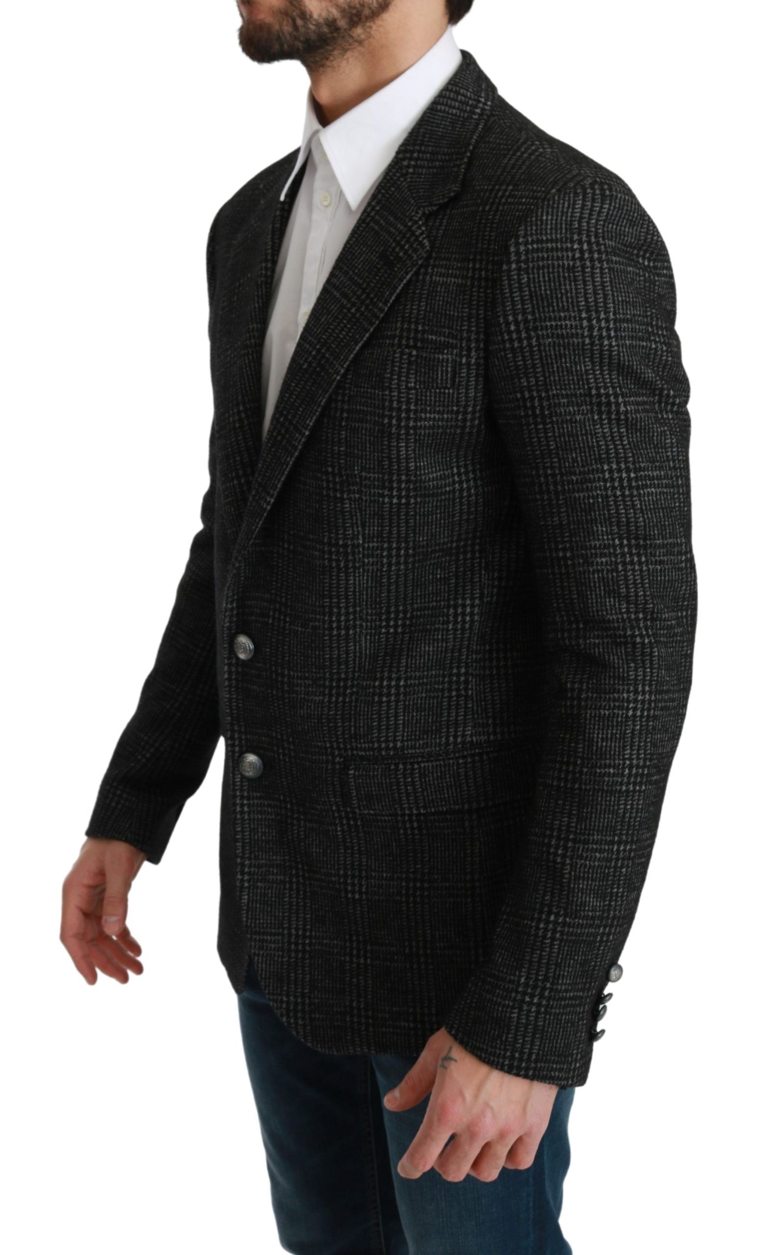 Dolce & Gabbana Grijs Geruit Slim Fit Colbert Blazer