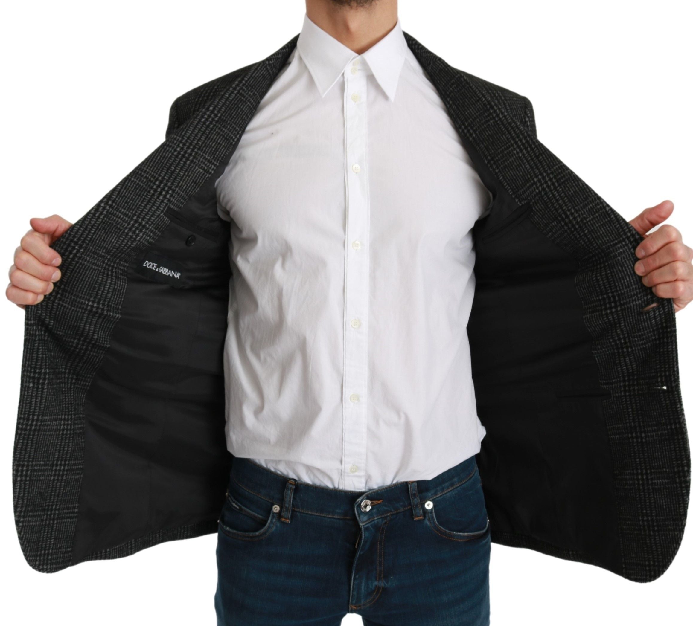 Dolce & Gabbana Grijs Geruit Slim Fit Colbert Blazer