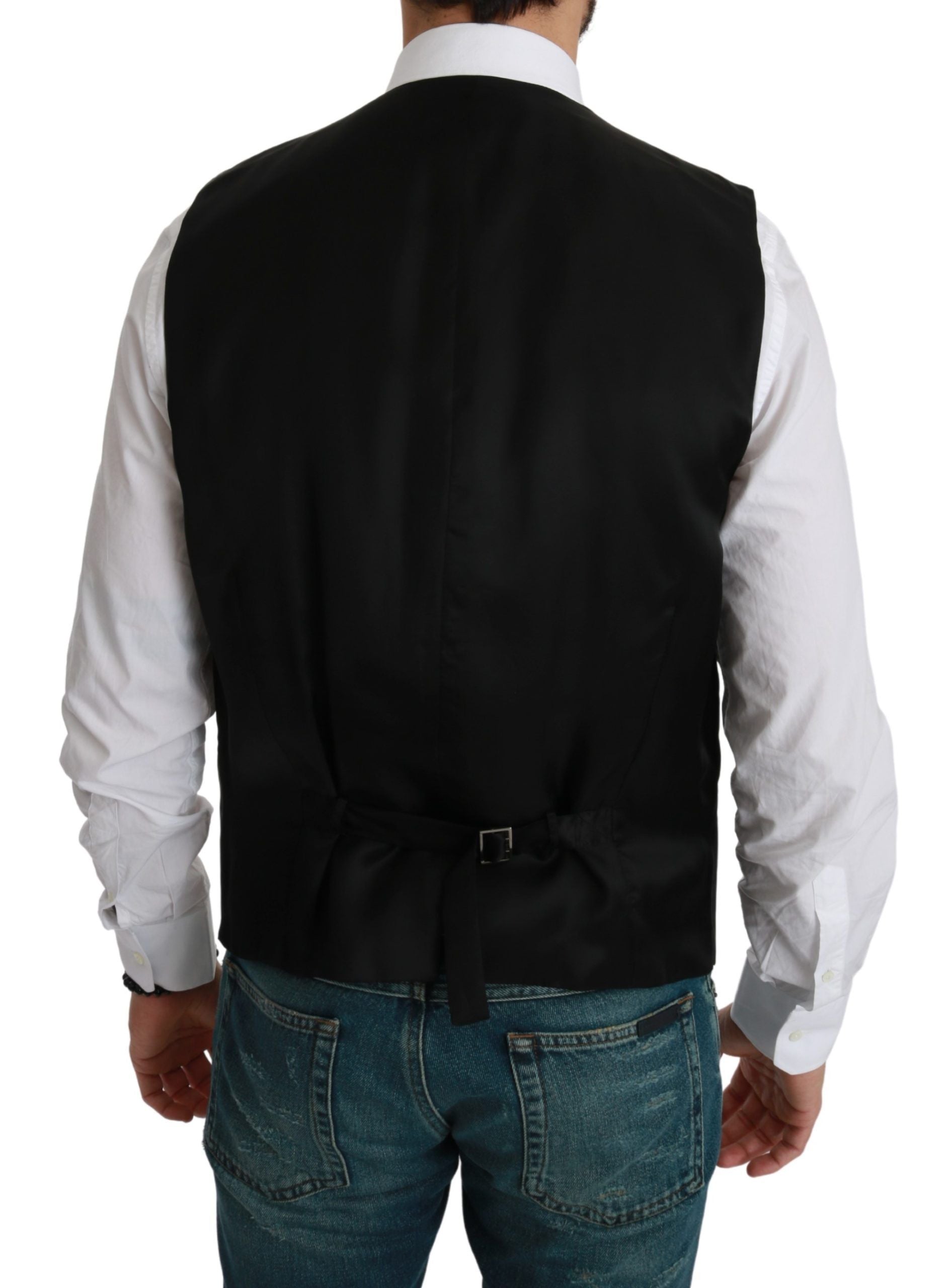 Dolce & Gabbana Wit Zwart Gestreepte Gilet Formeel Vest