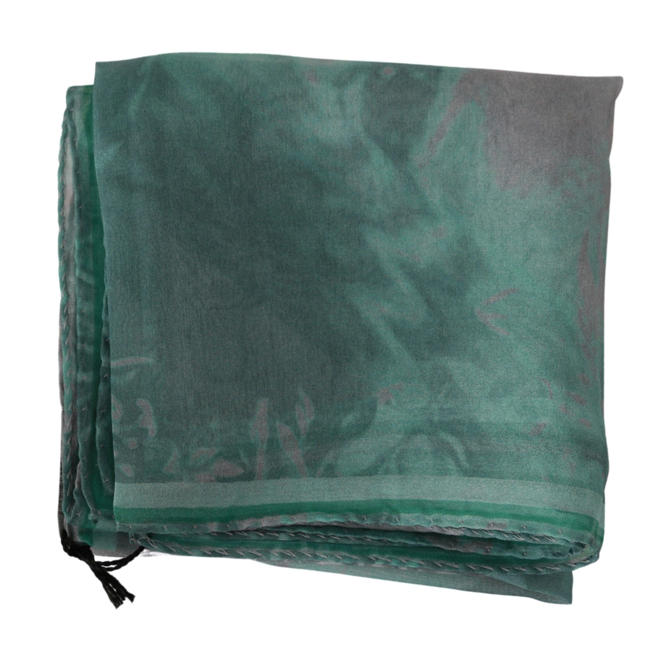 Costume National Grüner Seidenschal Foulard Umschlagtuch