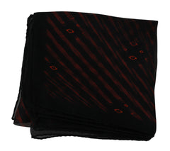 Costume National Black Orange 100% Silk Branded Scarf