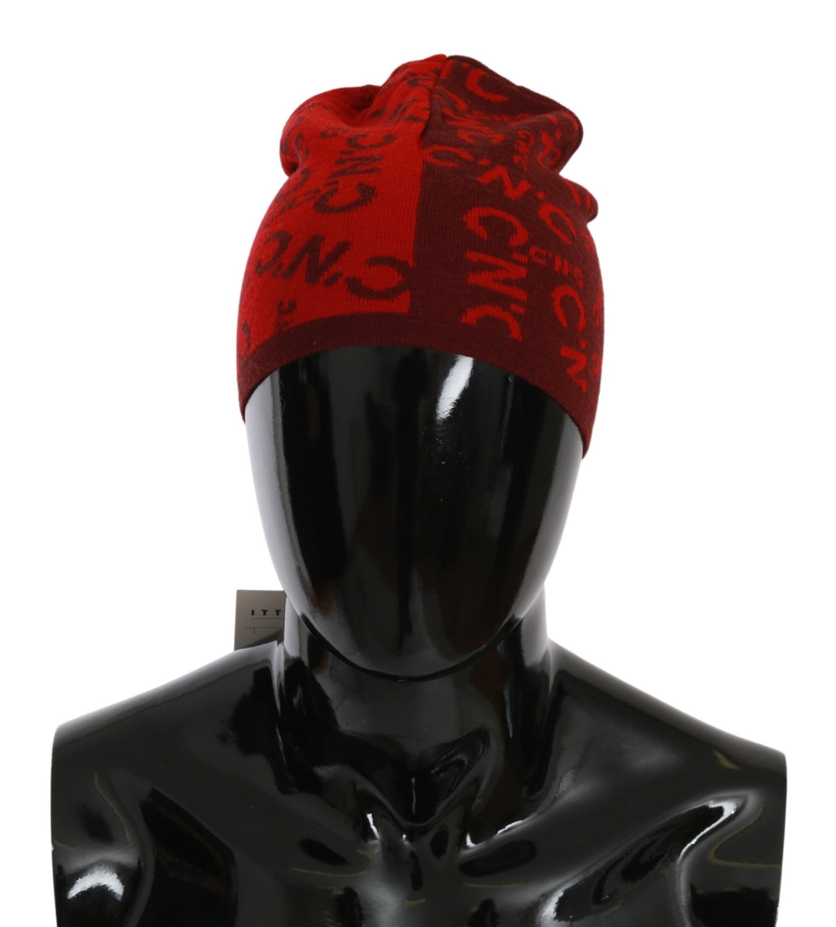 Costume National Mütze aus rotem Wollgemisch mit Markenlogo
