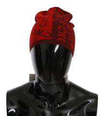 Costume National Mütze aus rotem Wollgemisch mit Markenlogo