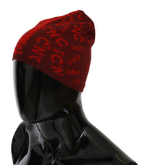 Costume National Mütze aus rotem Wollgemisch mit Markenlogo