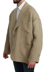 Dolce & Gabbana Beige Jasje Jas 100% Jute Blazer Jas
