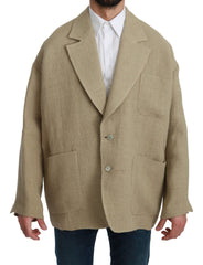 Dolce & Gabbana Beige Jasje Jas 100% Jute Blazer Jas