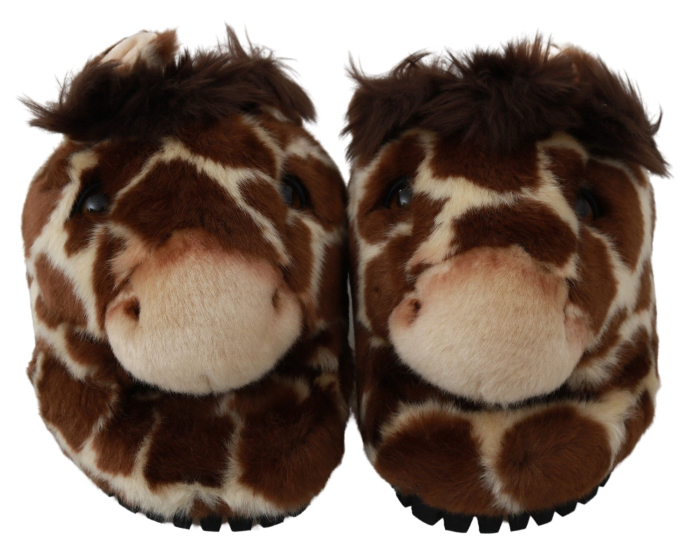 Dolce & Gabbana Braune Giraffen-Slipper Flats Sandalen Schuhe