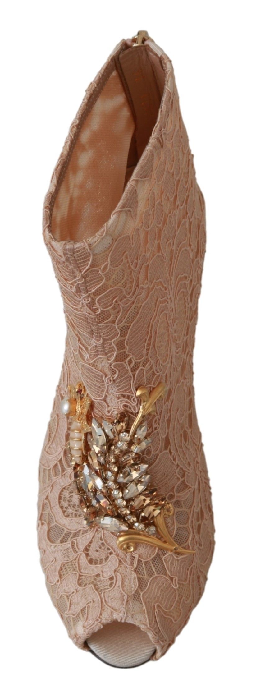 Dolce & Gabbana Pink Crystal Lace Booties Stilettos Schuhe