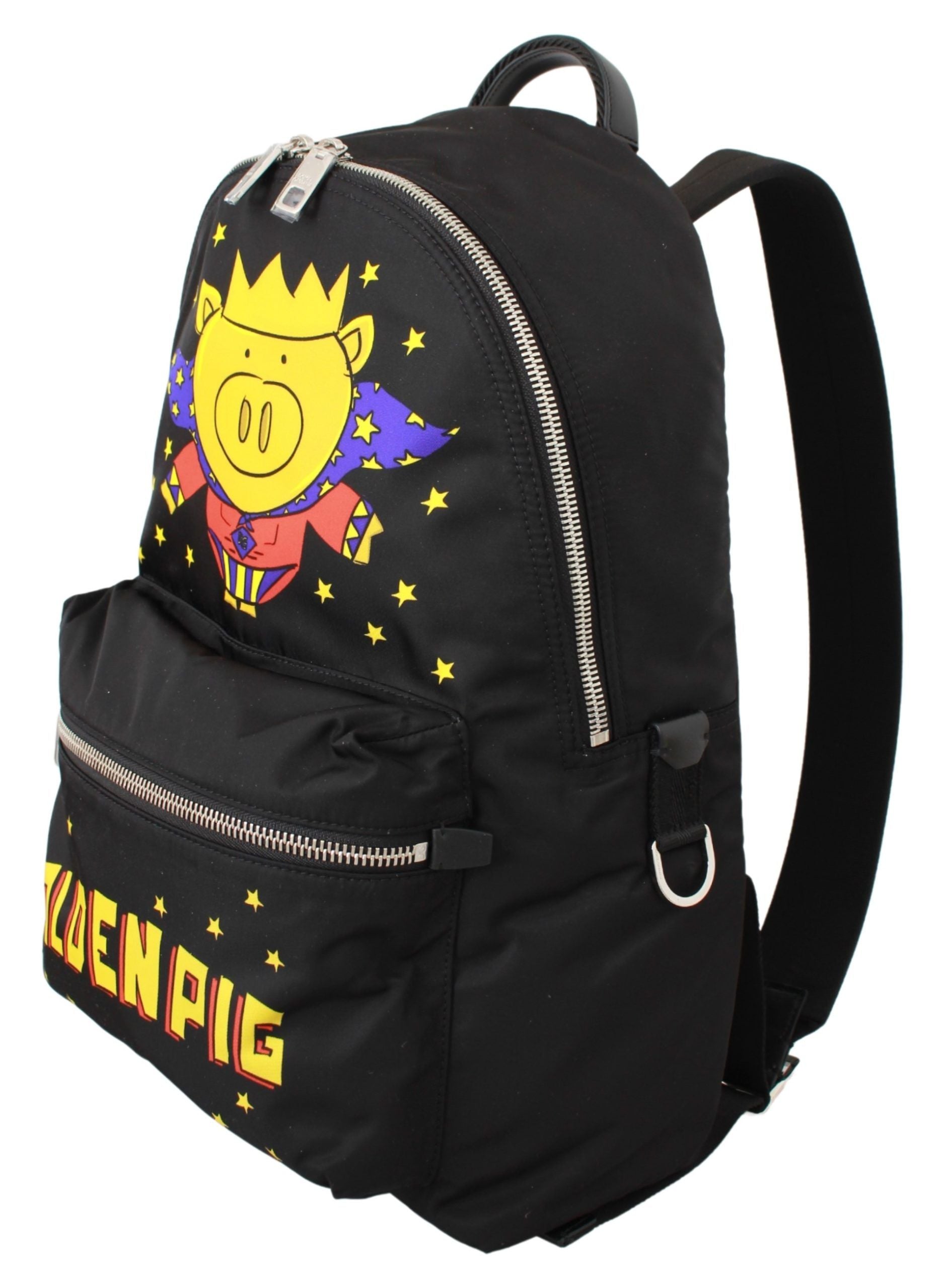 Dolce & Gabbana Schwarzer „Golden Pig of the Year“ Schulrucksack