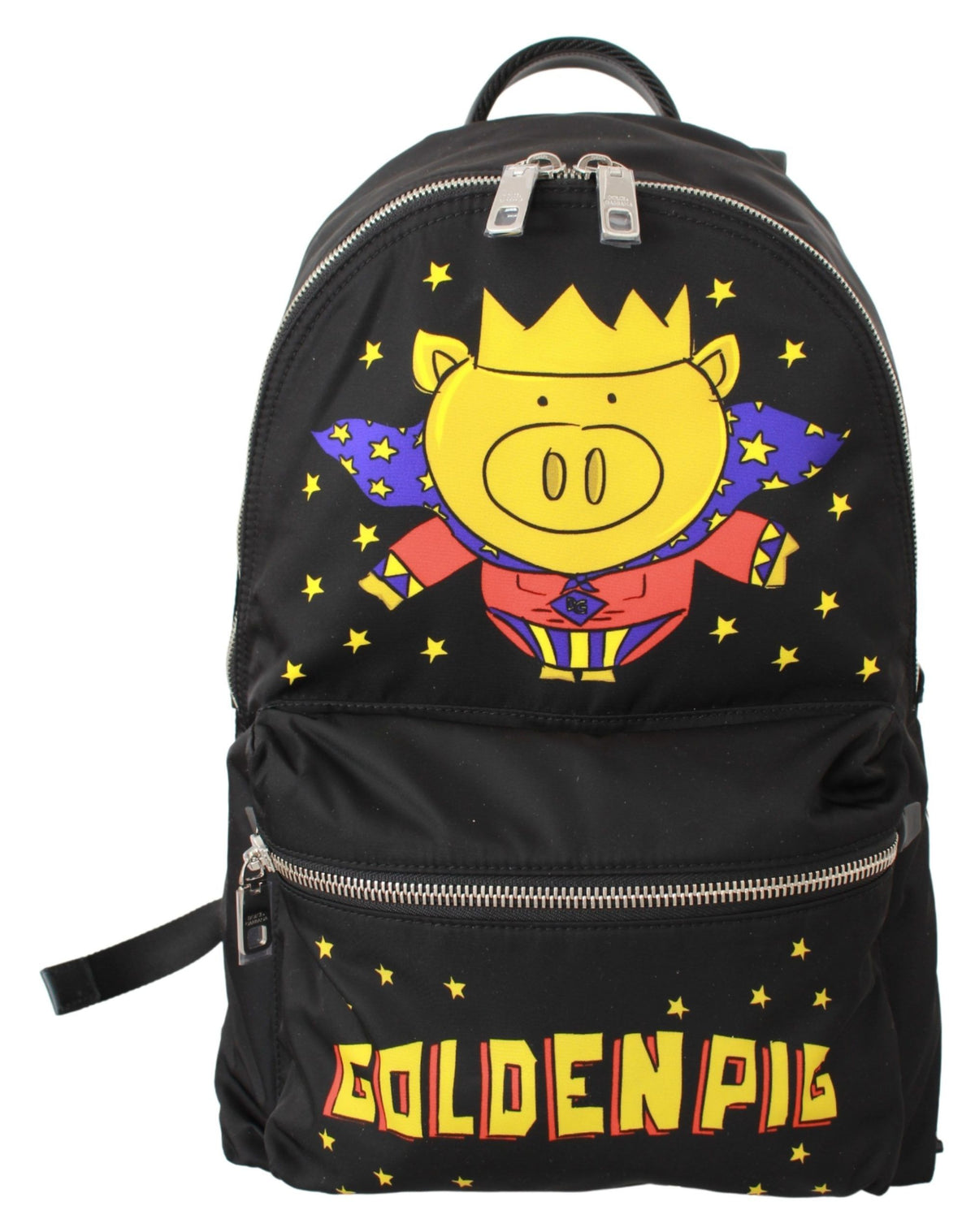 Dolce & Gabbana Schwarzer „Golden Pig of the Year“ Schulrucksack