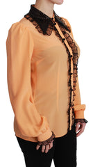 Dolce & Gabbana Geel Zijden Pailletten Kanten Blouse Shirt