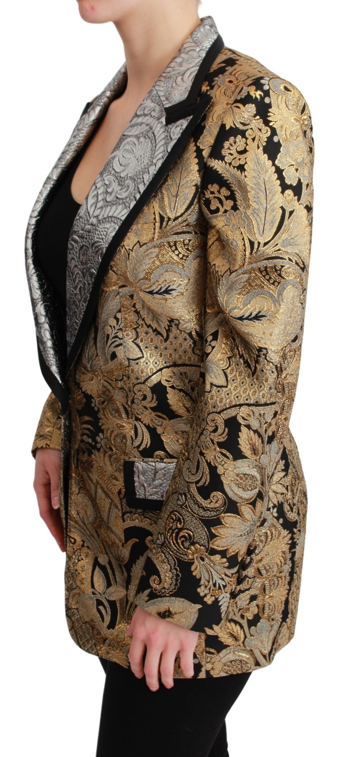 Dolce & Gabbana Schwarze Gold-Jacquard-Blazerjacke