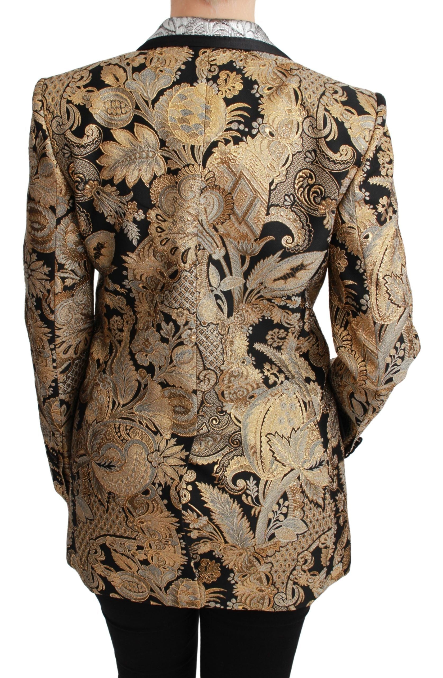Dolce & Gabbana Schwarze Gold-Jacquard-Blazerjacke