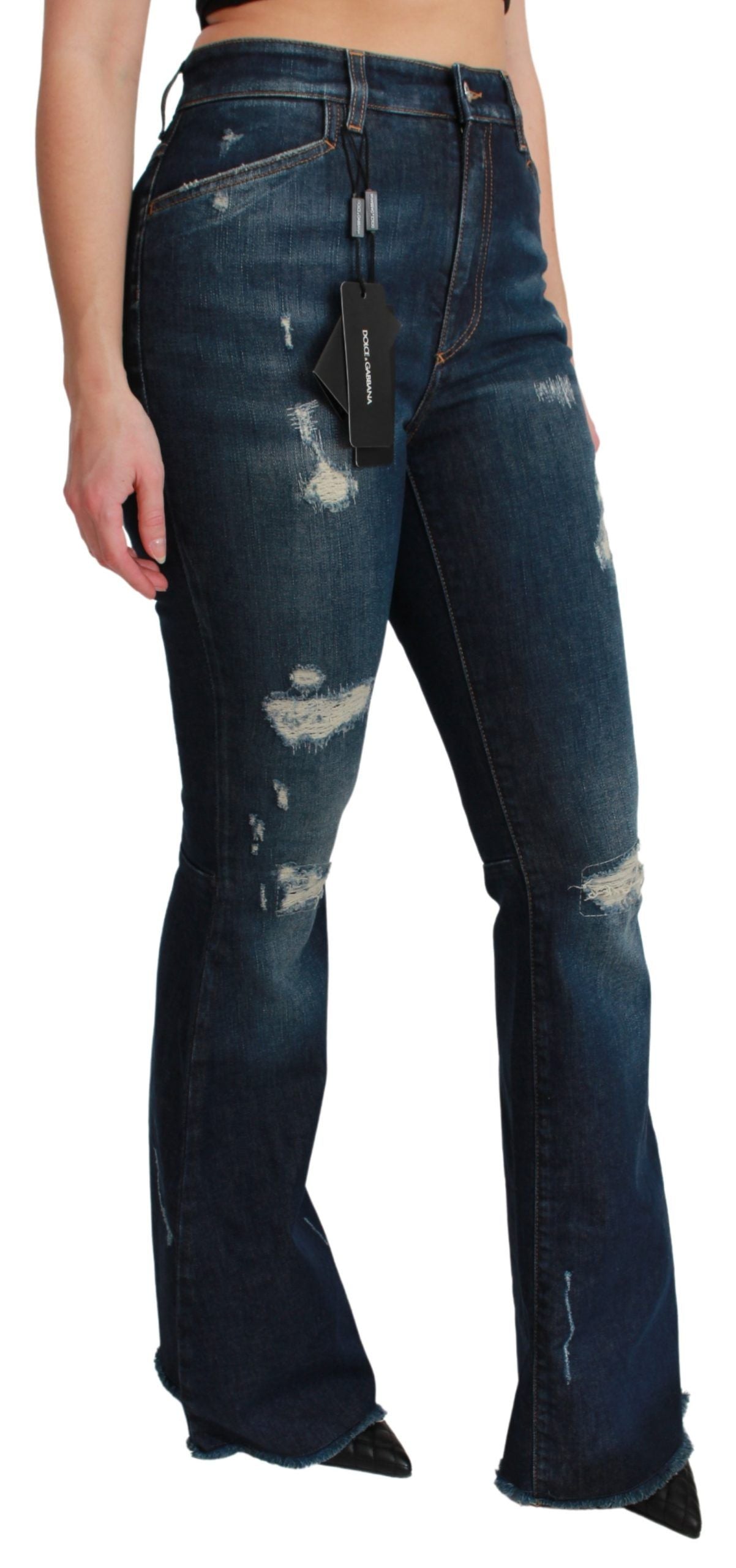 Dolce & Gabbana Blaue Jeans aus Baumwoll-Stretch mit ausgestelltem Bein