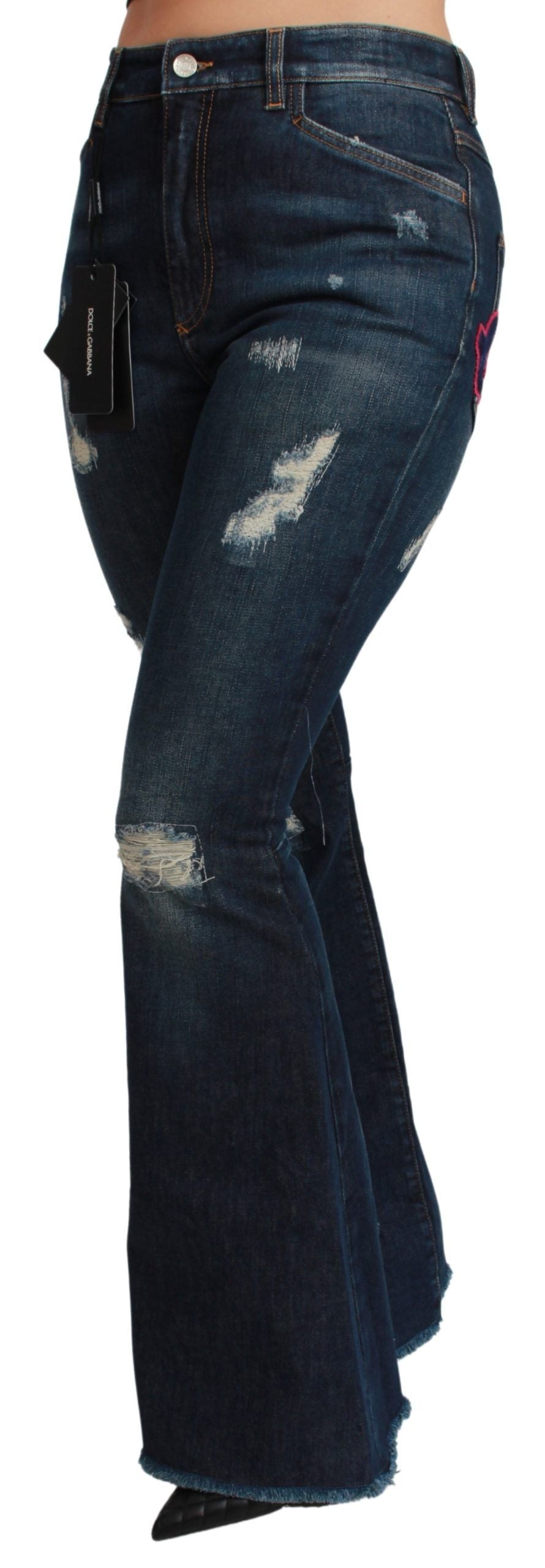 Dolce & Gabbana Blaue Jeans aus Baumwoll-Stretch mit ausgestelltem Bein