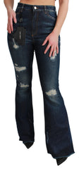 Dolce & Gabbana Blaue Jeans aus Baumwoll-Stretch mit ausgestelltem Bein