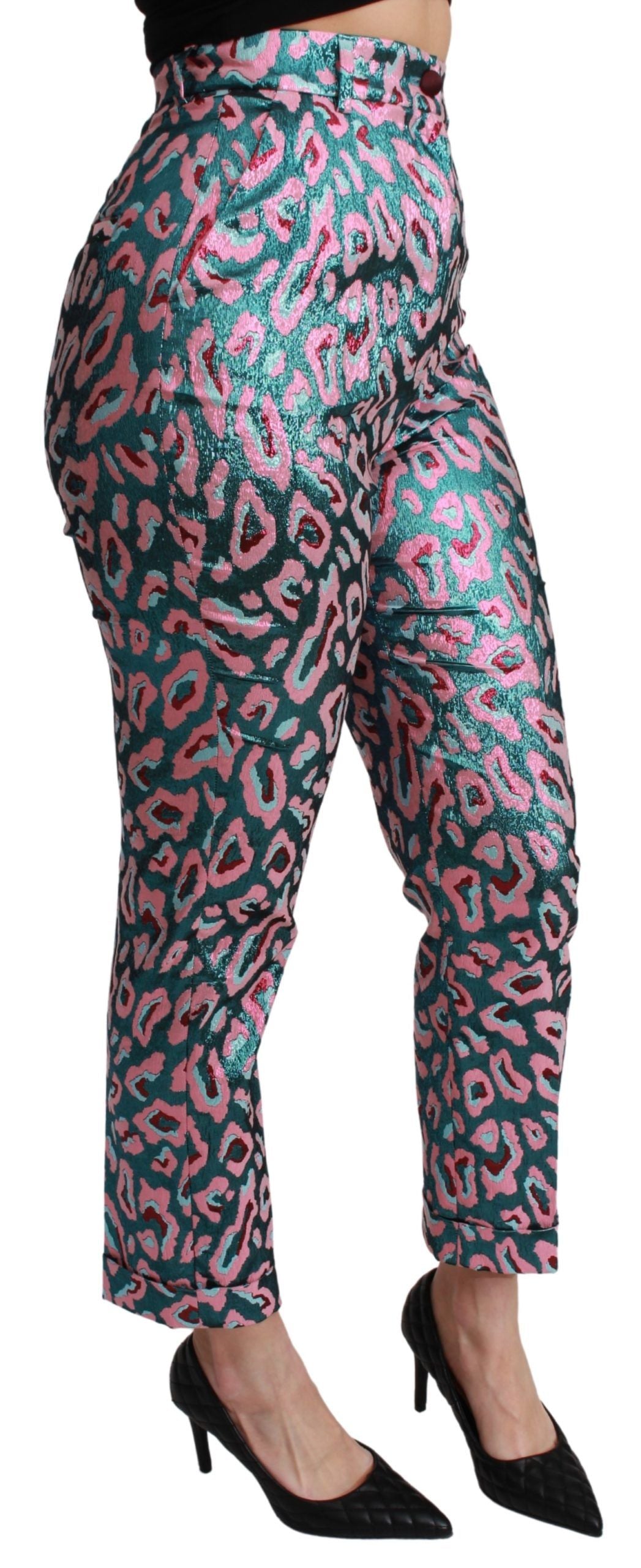 Dolce & Gabbana Cropped High Waist Hose mit mehrfarbigem Muster