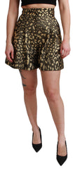 Dolce & Gabbana Zwart Goud Hoge Taille Mini Katoenen Short