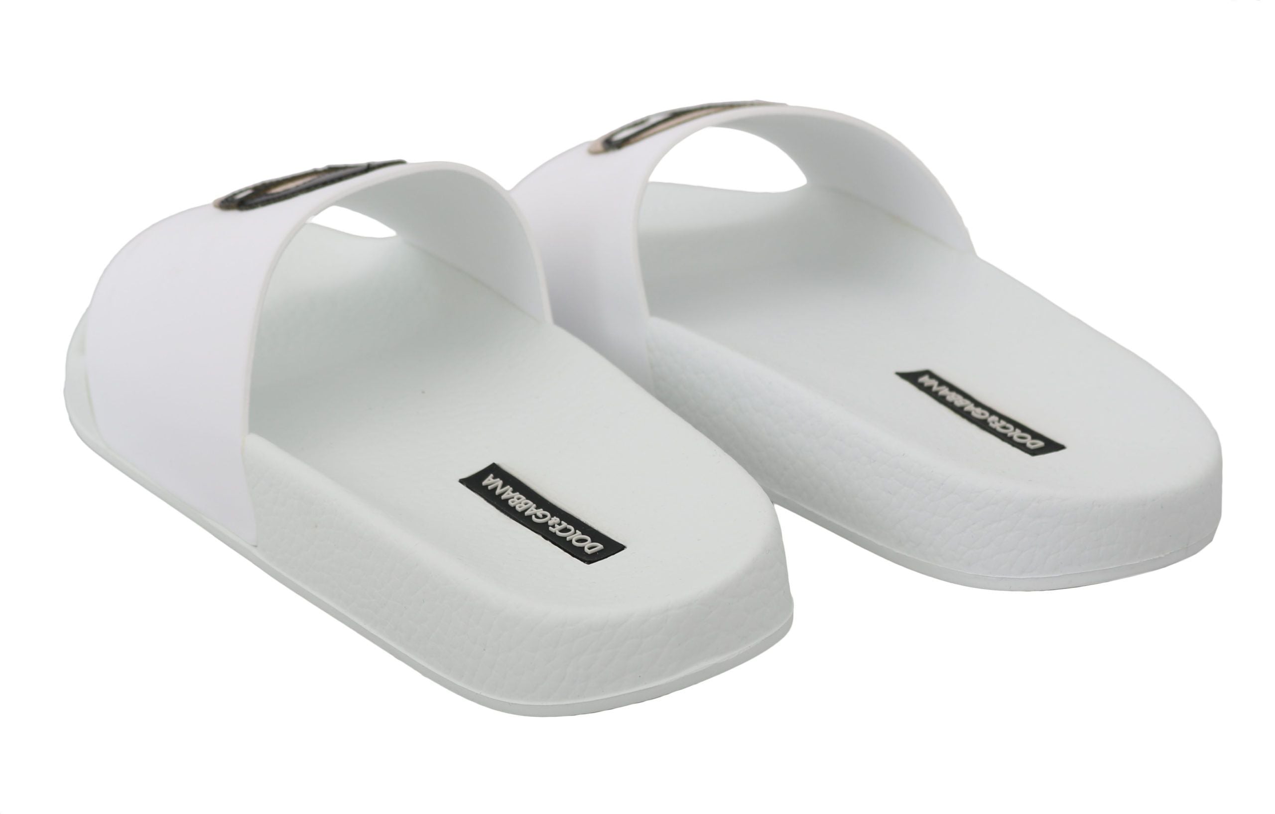 Dolce & Gabbana Weiße Leder #dgfamily Slides Schuhe Sandalen