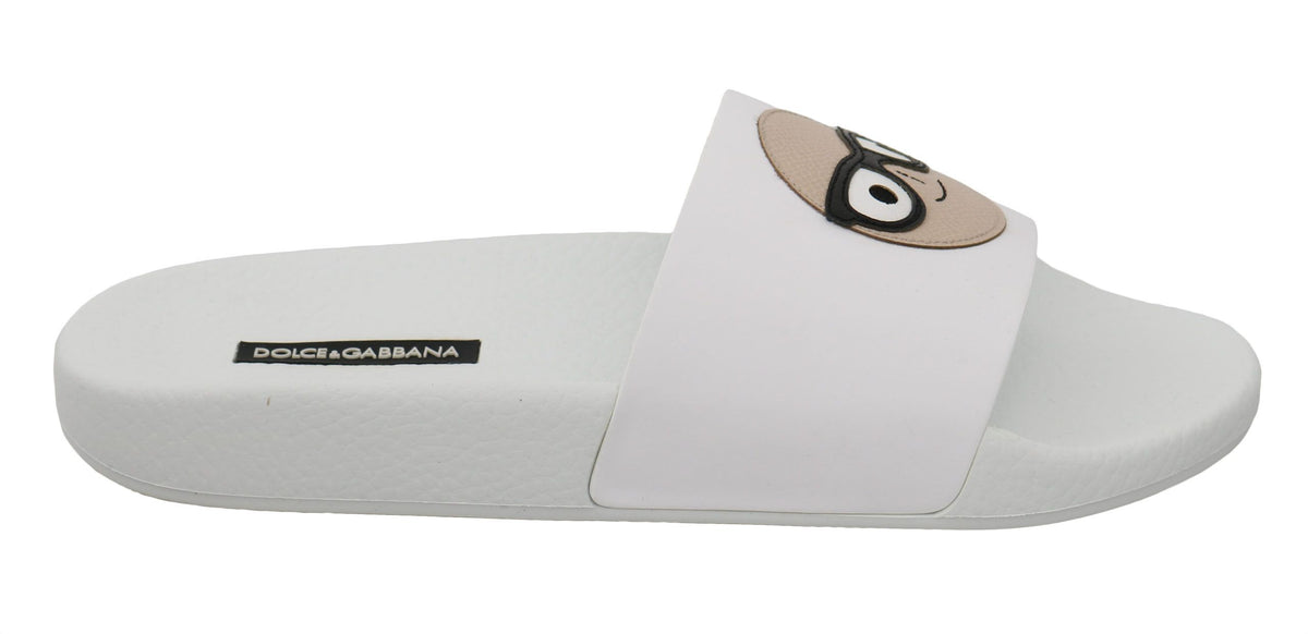 Dolce & Gabbana Weiße Leder #dgfamily Slides Schuhe Sandalen