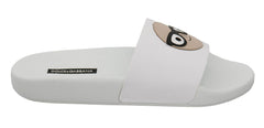 Dolce & Gabbana Weiße Leder #dgfamily Slides Schuhe Sandalen